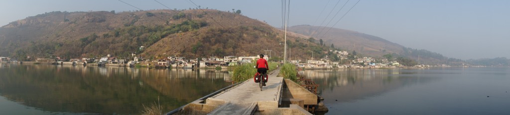 Crossing Lago Amatitlan on the cuasway