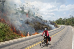 Not super happy riding by the slash and burn fires...