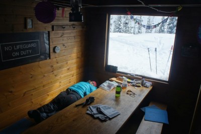 Nap time at the hut