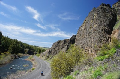 Cycling by the middle fork of the John Day river