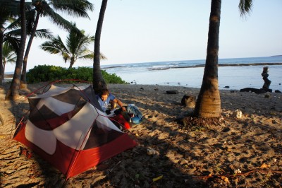 Private campground on Keei Beach