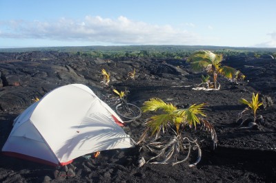 Camping in the middle of a lava field