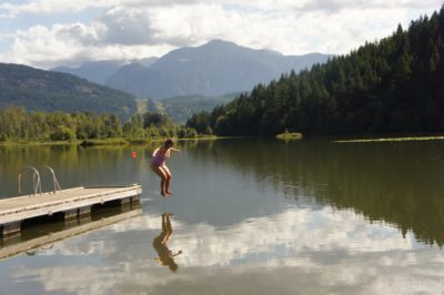 A refreshing swim at One Mile Lake 