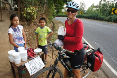 A lot of interaction with locals while cycling, El Salvador 